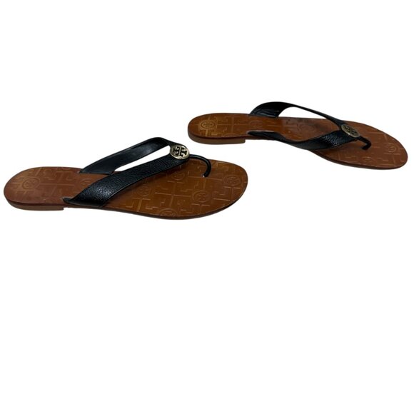 Tory Burch Thora Leather Embossed Thong Flats  Sandals Women's size 9 M - Picture 2 of 6